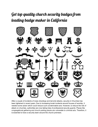 Get top quality church security badges from leading badge maker in California