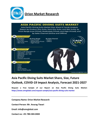 Asia Pacific Diving Suits Market Share, Size, Future Outlook, COVID-19 Impact Analysis, Forecast 2021-2027