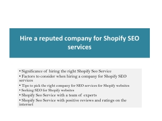 Hire a reputed company for Shopify SEO services