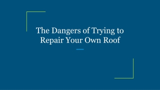 The Dangers of Trying to Repair Your Own Roof