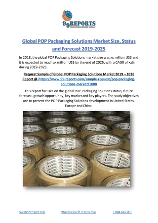 Global POP Packaging Solutions Market Size, Status and Forecast 2019-2025