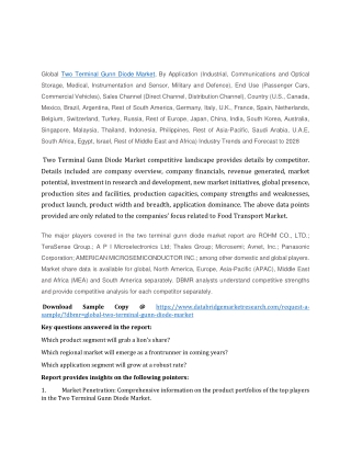 Two Terminal Gunn Diode Market Demands, Analysis, Size, Trends, Revenue by 2028