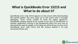 What is QuickBooks Error 15215 and What to do about it?