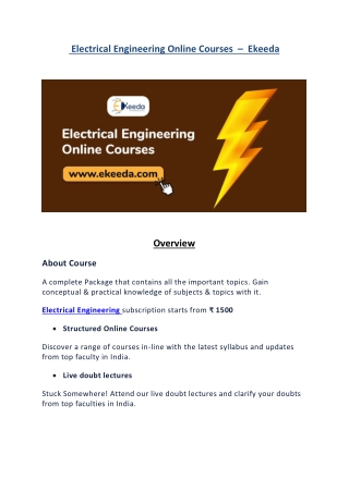 Electrical Engineering Online Courses- EKeeda Online Academy