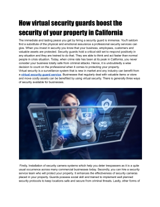 How virtual security guards boost the security of your property in California