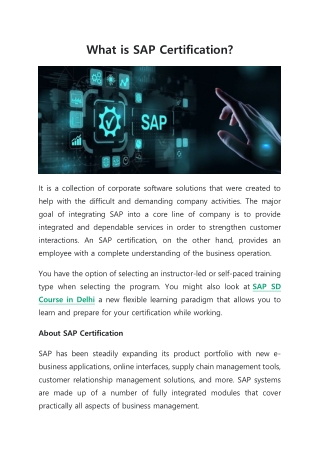What is SAP Certification?