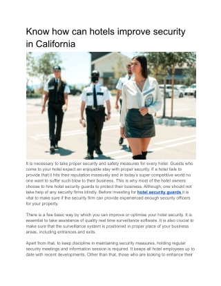 Know how can hotels improve security in California