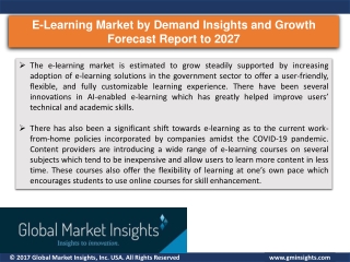E-Learning Market to 2027 - Segments, Key Players Outlook and Forecasts Analysis