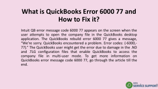 What is QuickBooks Error 6000 77 and How to Fix it?