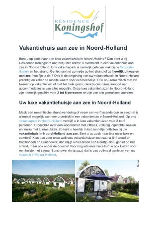 Résidence Koningshof - Vakantiehuis aan zee Noord-Holland