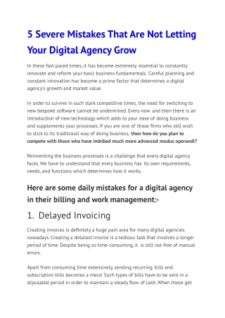 5 Severe Mistakes That Are Not Letting Your Digital Agency Grow