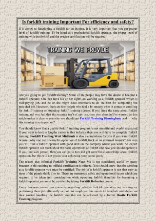 Is forklift training Important For efficiency and safety
