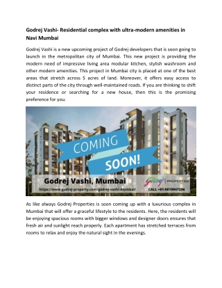 Godrej Vashi Mumbai - Residential Complex Brochure PDF