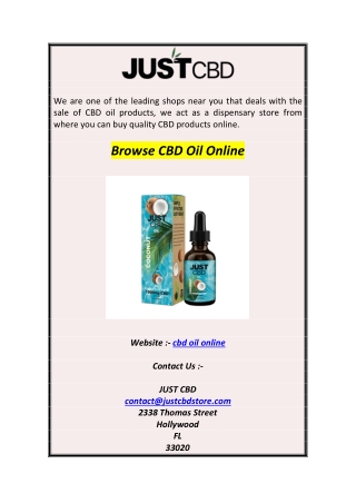 Browse CBD Oil Online