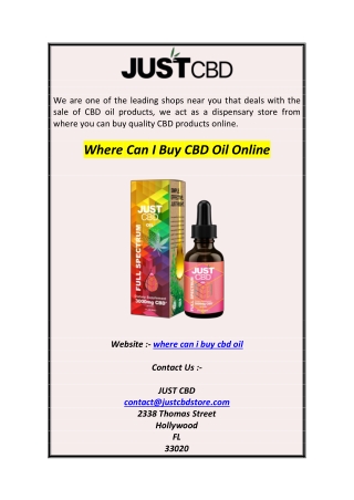 Where Can  Buy CBD Oil Online
