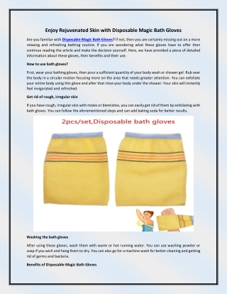 Enjoy Rejuvenated Skin with Disposable Magic Bath Gloves