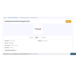 Getting Started with the Ketogenic Diet, Webcast