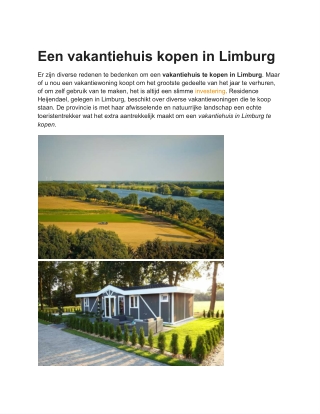 Vakantiewoning kopen in limburg