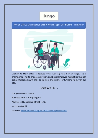 Meet Office Colleagues While Working From Home | Iungo.io