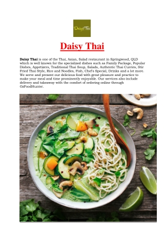 5% OFF - Daisy Thai Menu - Thai Restaurant springwood, QLD