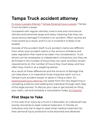 Tampa Truck accident attorney