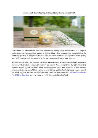 Sarthak Satvik Brown Pearl A2 Desi Cow Ghee