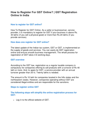 How to Register For GST Online? | GST Registration Online In India