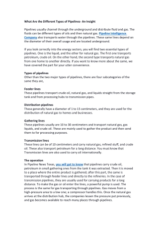 What Are the Different Types of Pipelines- An Insight