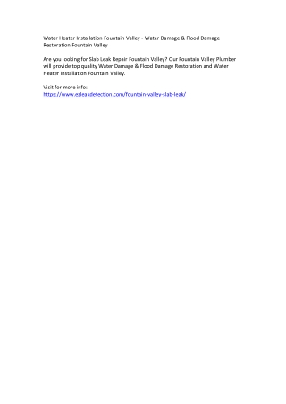 Water Heater Installation Fountain Valley - Water Damage & Flood Damage Restorat