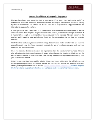 International Divorce Lawyer in Singapore