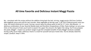  All time Favorite and Delicious Instant Maggi Pazzta