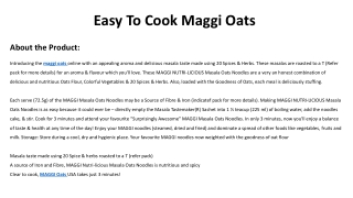 Easy To Cook Maggi Oats