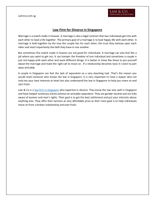 Law Firm for Divorce in Singapore