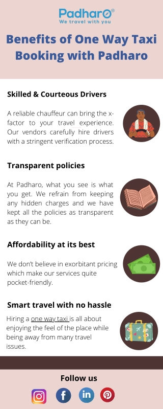 Benefits of One Way Taxi Booking with Padharo
