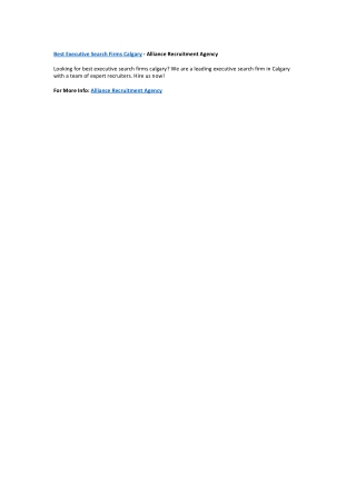 Best executive search firms calgary