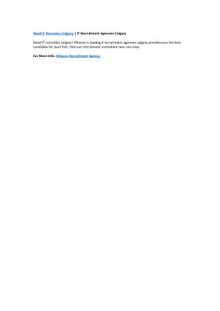 Need it recruiters calgary
