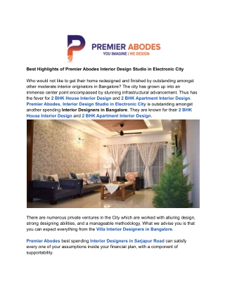 Best Highlights of Premier Abodes Interior Design Studio in Electronic City (1)