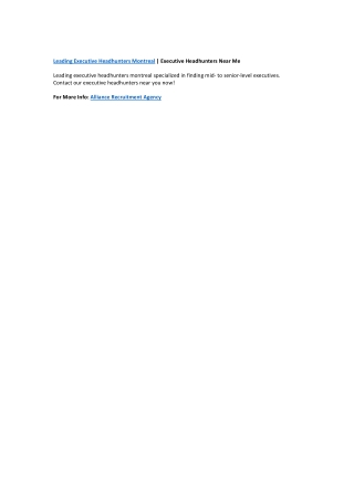 Leading executive headhunters montreal