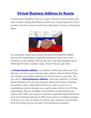 Virtual Business Address In Russia