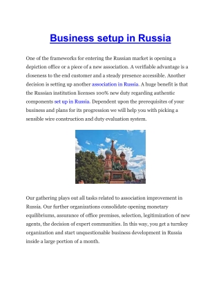 Business setup in Russia