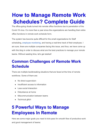 How to Manage Remote Work Schedules