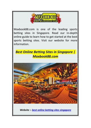 Best Online Betting Sites in Singapore  Maxbook88.com