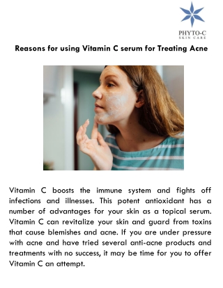 Reasons for using Vitamin C serum for Treating Acne