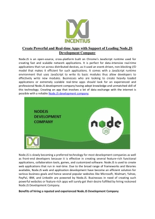 Create Powerful and Real-time Apps with Support of Leading Node.JS Development Company-converted