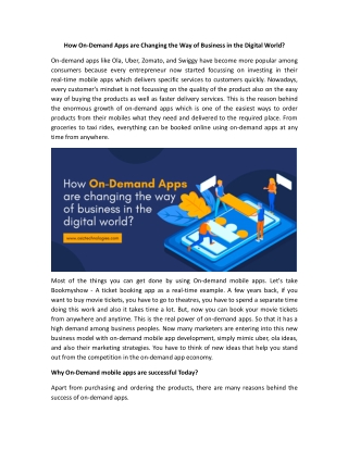 How on-demand mobile apps are changing the way of business in the digital world?