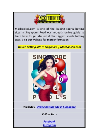 Online Betting Site in Singapore  Maxbook88.com