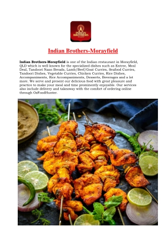 5% Off - Indian Brothers Morayfield Menu - Indian Restaurant Caboolture South, Q