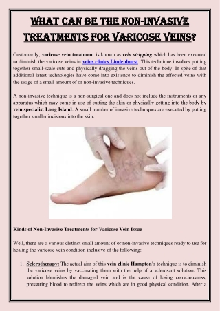 What Can Be The Non-Invasive Treatments for Varicose Veins