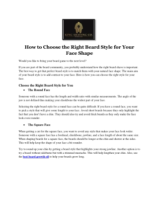 How to Choose the Right Beard Style for Your Face Shape