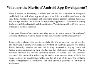 What are the Merits of Android App Development
